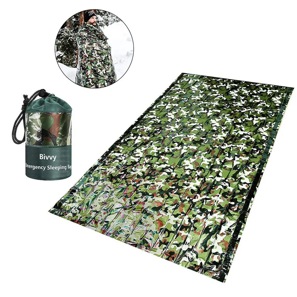 Outdoor Adventure Kit - PE Emergency Sleeping Bag Camouflage Waterproof