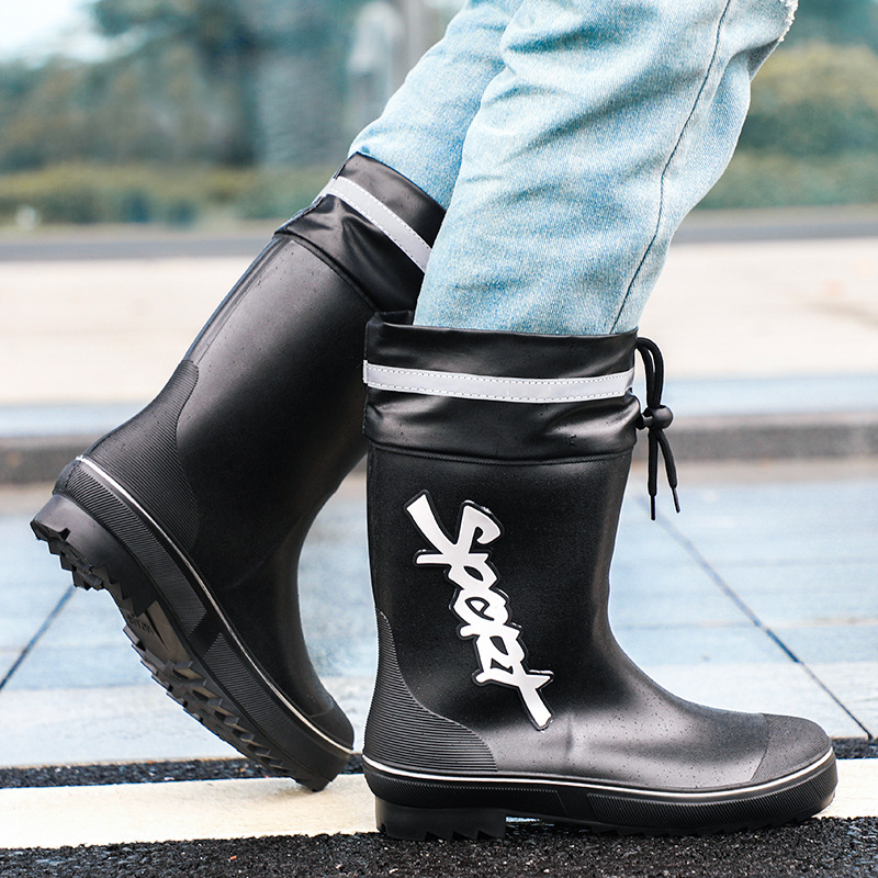 Mid-calf Rain Boots Men Slip-O - Outdoor Adventure Shoes 评论和价格