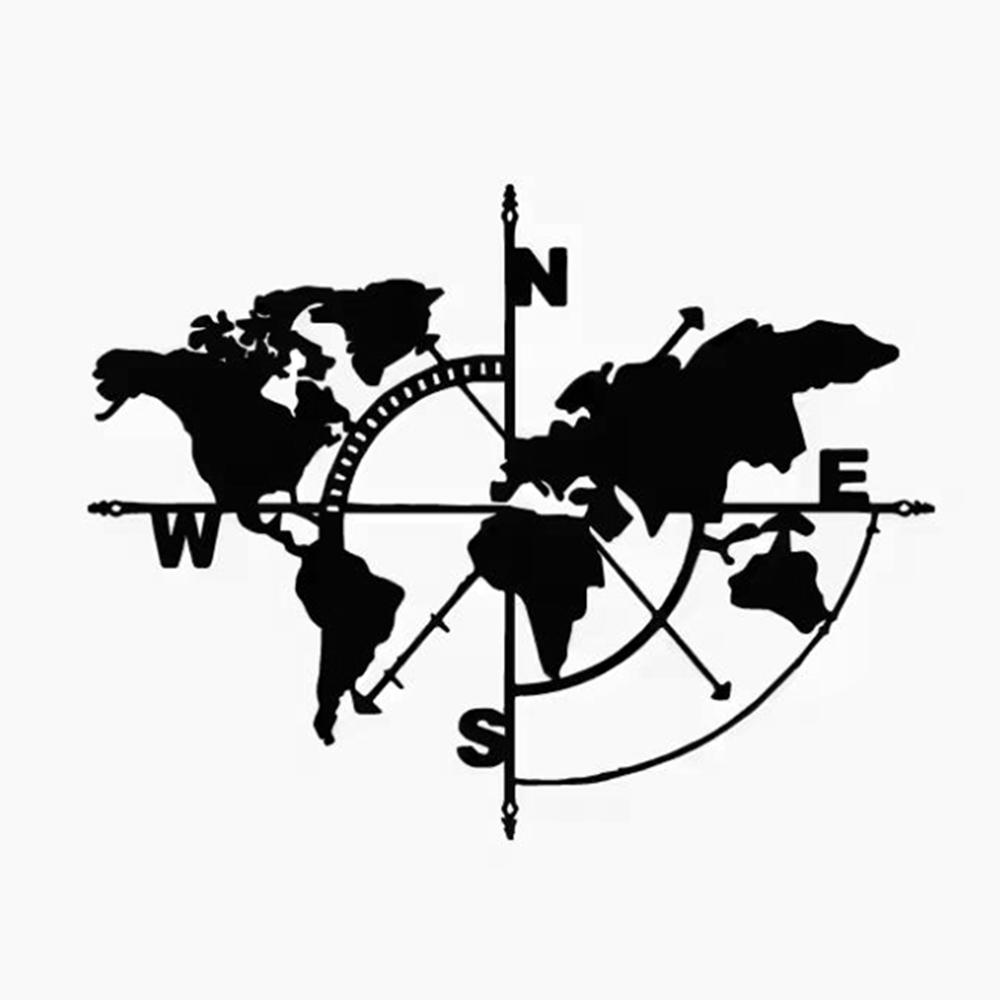 Compass World Map Vinyl Decal, - Outdoor Adventure World 评论和价格